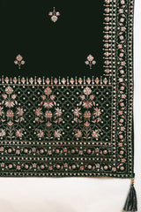 Green Velvet Ethnic Motifs Printed Straight Suit Set PKSKD2772