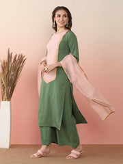 Women Ethnic Motifs Printed Regular Patchwork Kurta with Palazzos & With Dupatta-AHKUPZDU-COMBO-991