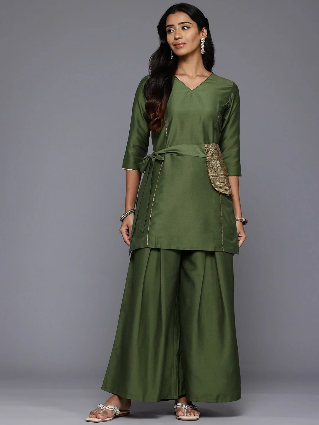 Gotta Patti Silk Co ord Sets: Tunic, Palazzos & Pouch