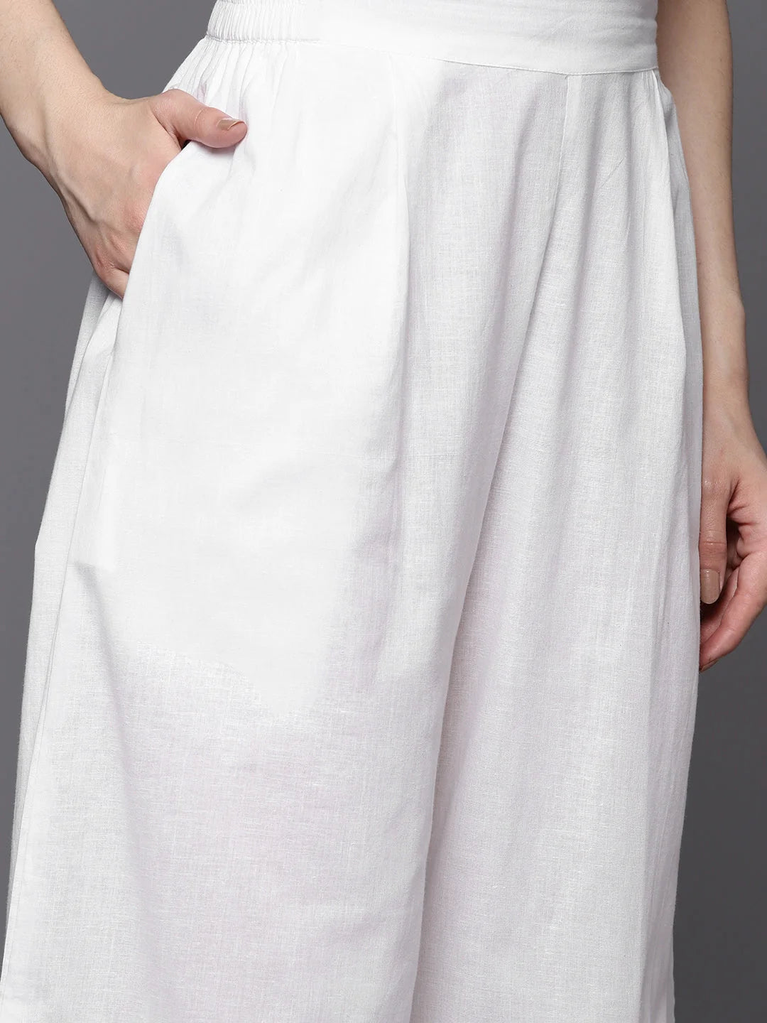 White High Slit Kurta Palazzo Set | Women's Palazzo Pants Set