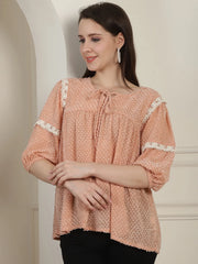 Green Peplum Women's Top-JNT-2023Peach