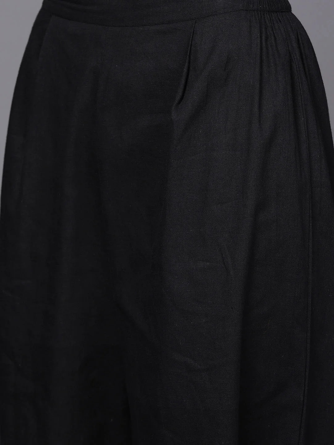 Black Floral Cotton Kurta Palazzo Set | Women's Indian Fashion