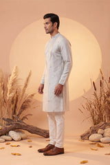 Grey Silk Blend Solid Emboidered Sequins Kurta With Trouser MKSET2280