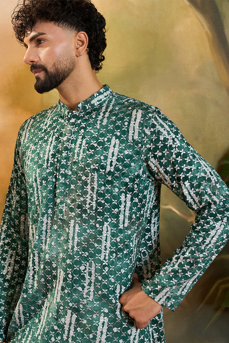 Green Viscose Rayon Embroidered Straight Kurta MKU1477 | DesiQlo