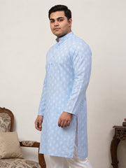 Floral Printed Kurta for Men ( KO 650Sky  )