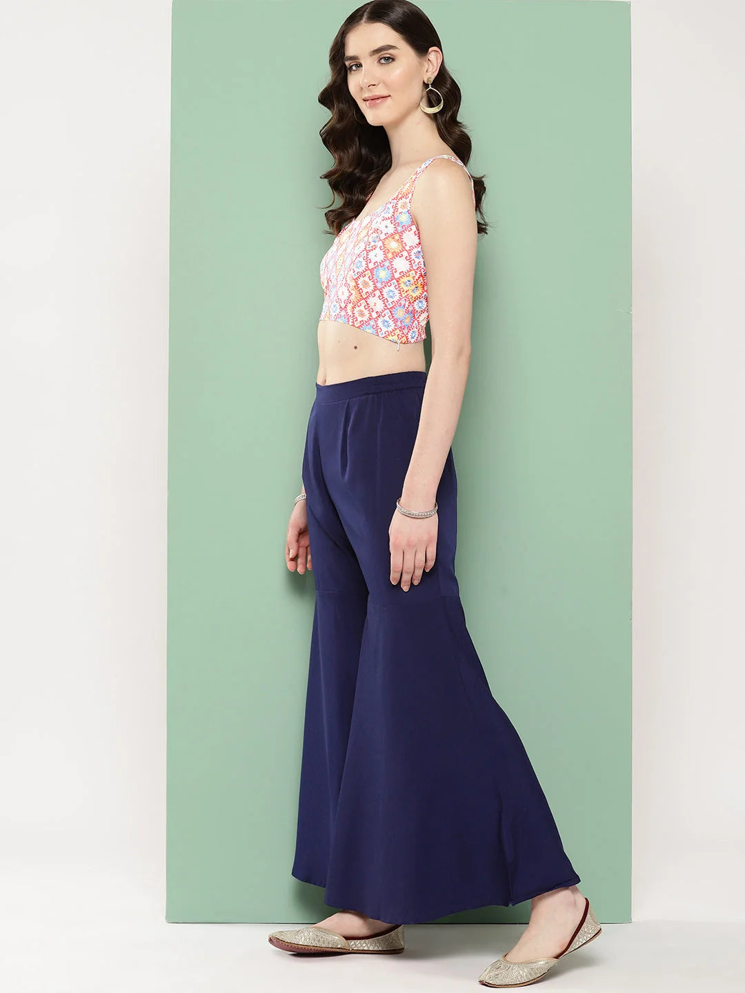 Printed Crop & Sharara Set with Shrug | Women's Co Ord Sets