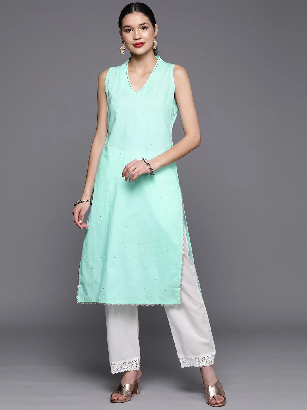 Blue Cotton Printed Indian Kurta - Stylish Short Kurti Design