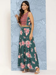 Green Floral Printed Sequined Ready to Wear Lehenga & Blouse With Dupatta-AHBLSK-COMBO-753-ICH