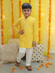 Pure Cotton Kurta Pajama Set for Boys - Yellow | BD23KP61YWA