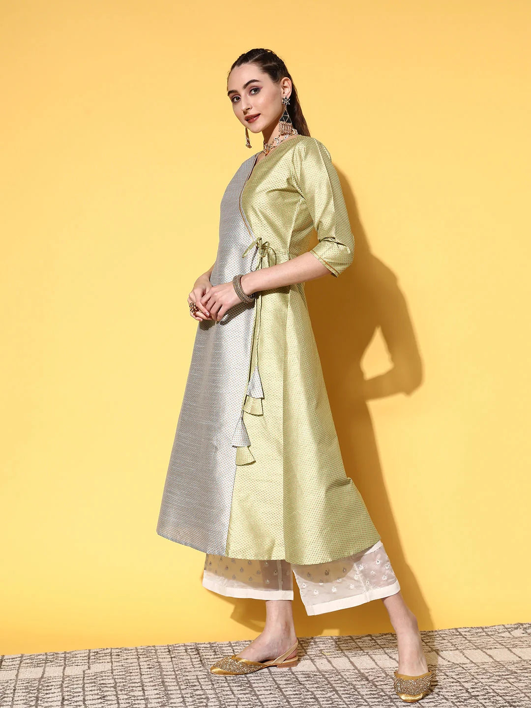 Green Tie-Up Kurta | Modern Indian Kurtis for Women