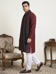 Embroidered & Sequin Kurta Pyjama With Dupatta ( JOKP D 5091Maroon  )