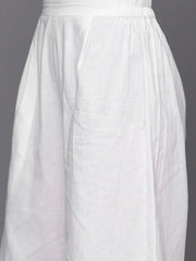 White Floral Printed Gotta Patti Pure Cotton Kurta With Palazzos & Dupatta-AHKUDUPZ-COMBO-706