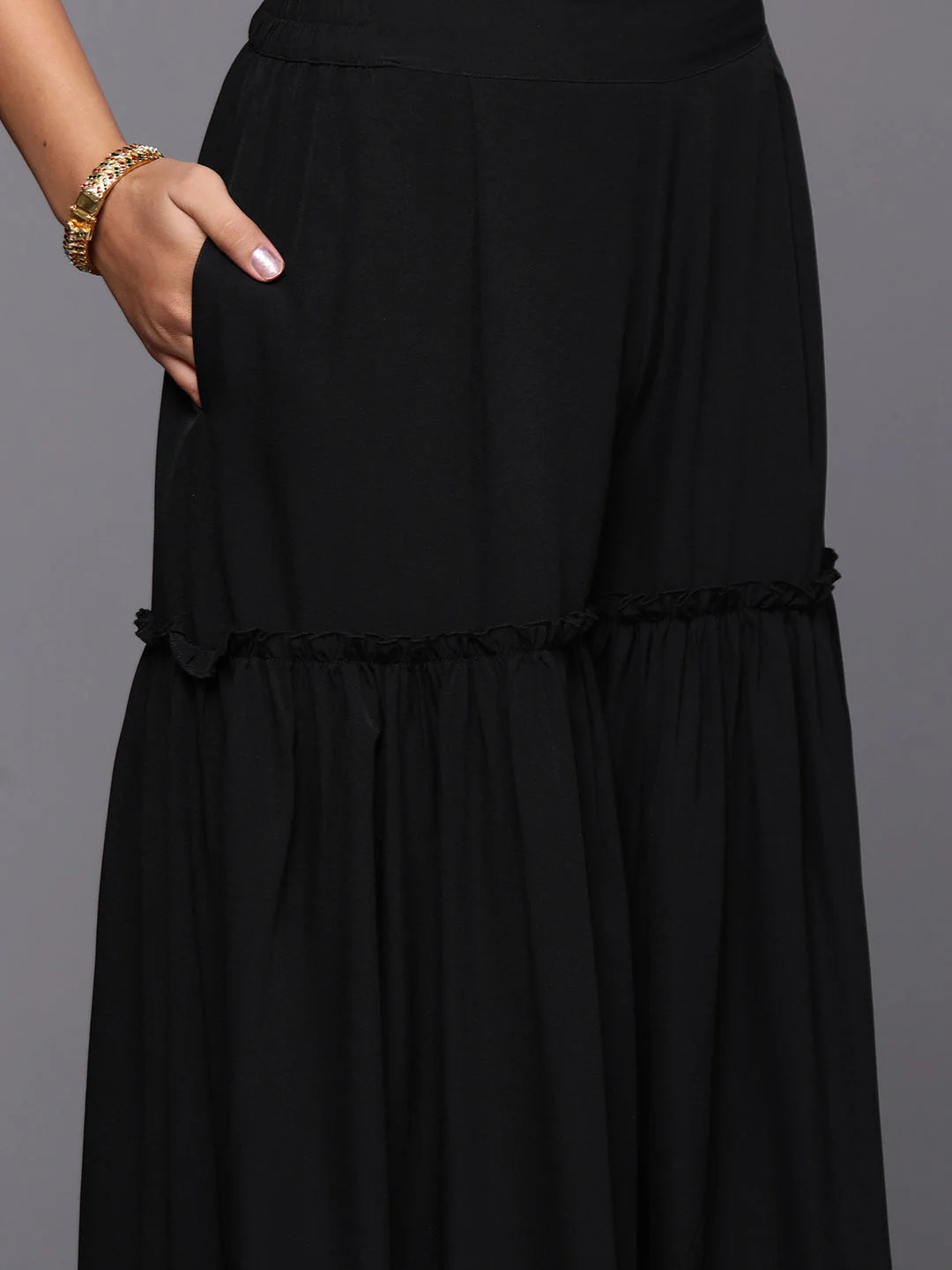 Black Floral Sharara Set - Designer Sharara Suits for Women