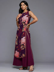 Floral Printed Boat Neck Layered Maxi Gown-AHEDGRDP-240