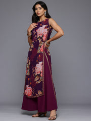 Floral Printed Boat Neck Layered Maxi Gown-AHEDGRDP-240