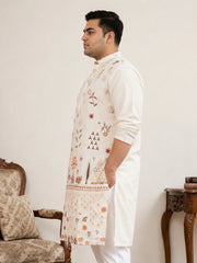 Floral Embroidered and Sequins Kurta ( KO 5140White  )