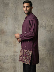 Japanese Fabric Embroidered Kurta ( 65KO 5597Purple ) [FF] [A-1-2-3-4]
