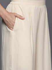 Off White Printed Chanderi Silk Kurta with Palazzos & Printed Dupatta-AHKUPZ-COMBO-814