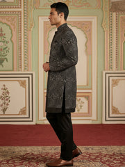Men Black Embroidered Indo-Western Set ( 50JIND 124Black S )