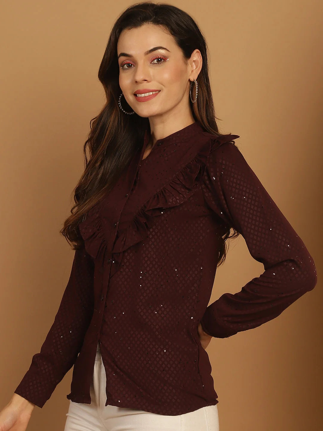 Wine Woven Top - Stylish Women's Tops and Women's Shirts