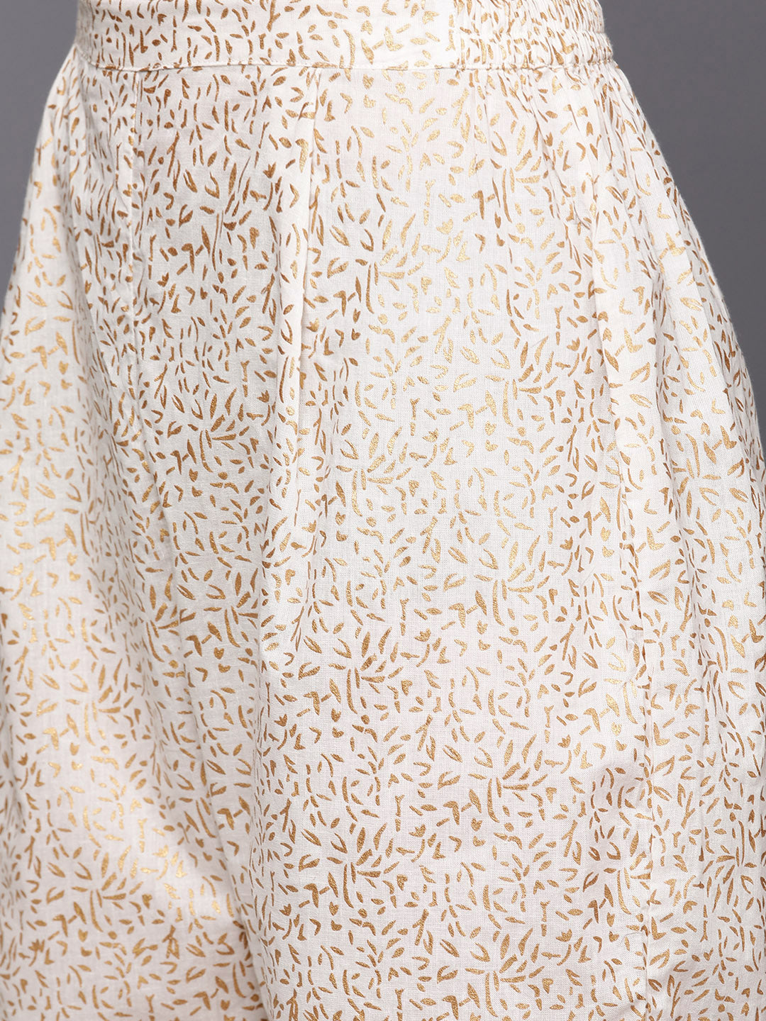 Off White Cotton Printed Kurta with Trousers | Kurta Sets