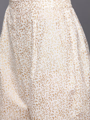 Off White Pure Cotton Printed Kurta With Trousers-AHKUPN-COMBO-502