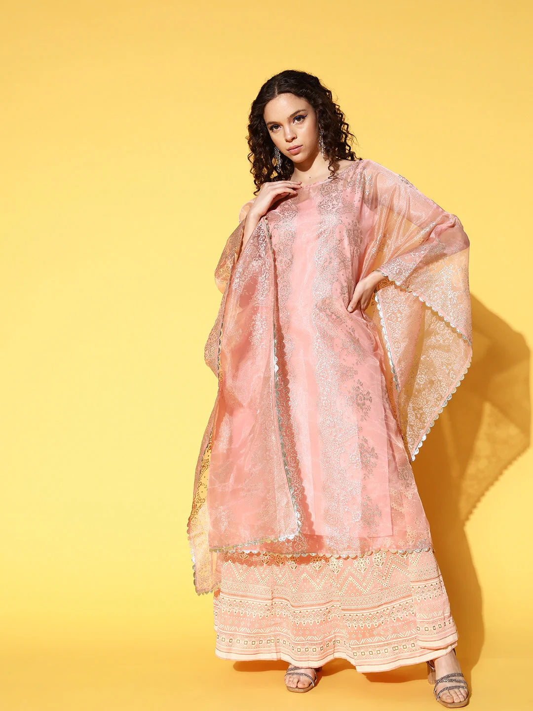 Pink & Gold Printed Kaftan - Women's Stylish Kaftans Online