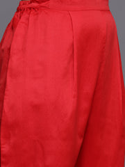 Red Woven Design Kurta with Trousers-AHKUPN-COMBO-563-SW-JCQ