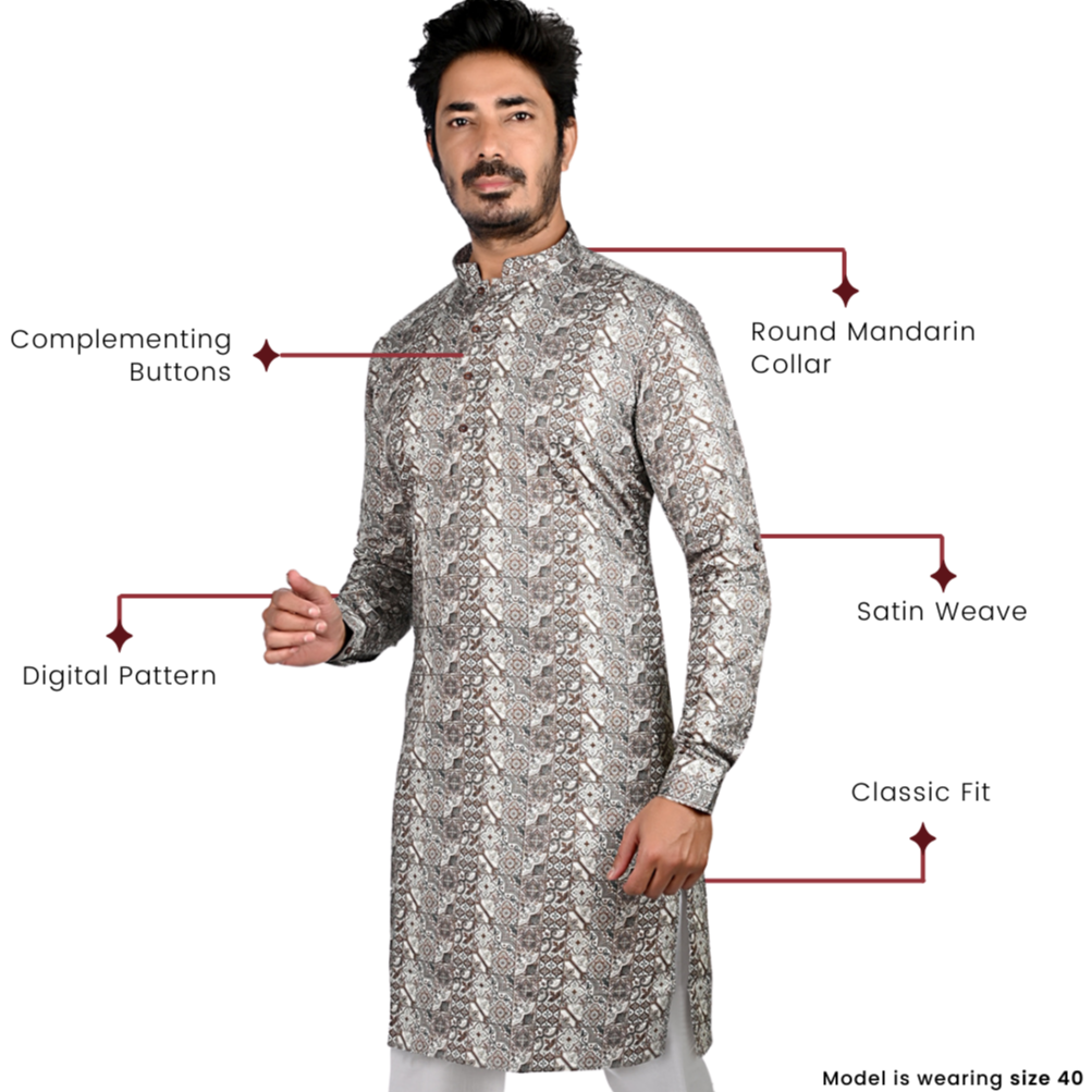 Cotton Kurta for Men - Brown | KUPR12401B | DesiQlo