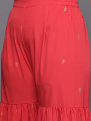 Red & Gold Plus Size Printed Ethnic Co-Ords-AP-AHTUSH-COMBO-880