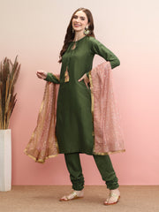 Tie-Up Neck Regular Sleeves Straight Kurta Set-AHKICHDU-COMBO-990