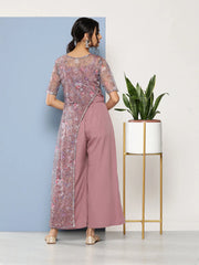 Mauve Floral Printed Waist Tie-Ups Jumpsuit-AHJSNTDP-39