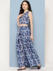 Navy Blue Printed Ethnic Co-Ords-AHBLPZ-COMBO-732-ICH