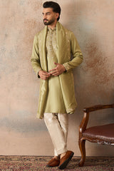 Green Zari Embroidered Silk Blend Kurta with Trousers & Dupatta MKPD1046