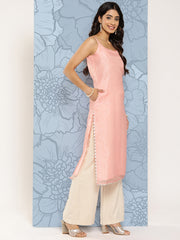 Pink Polka Dot Printed Organza Kurta-AHKUORGL-1056-ICH