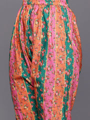 Floral Printed Pleated Sequinned Kurta With Churidar & Dupatta-AHKUDUCD-COMBO-956