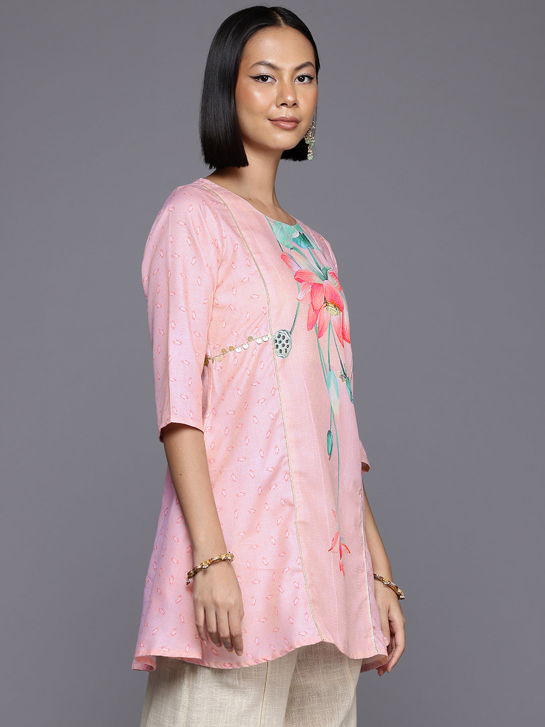 Floral Printed Tunic Top - Women's Indian Kurtis Online