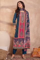 Blue Viscose Rayon Embroidered Kurta Trouser With Dupatta  HPKSKD2800