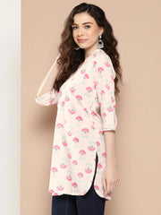 Off White Floral Printed Tunic-AHTUCRDP-8138-ICH