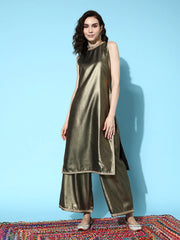 Gold Toned Solid Kurta with Palazzos-AHKUPZ-COMBO-774-FF