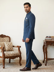 Premium Solid Japanese Fabric Indo-Western Set ( 50JIND 210Peacock )