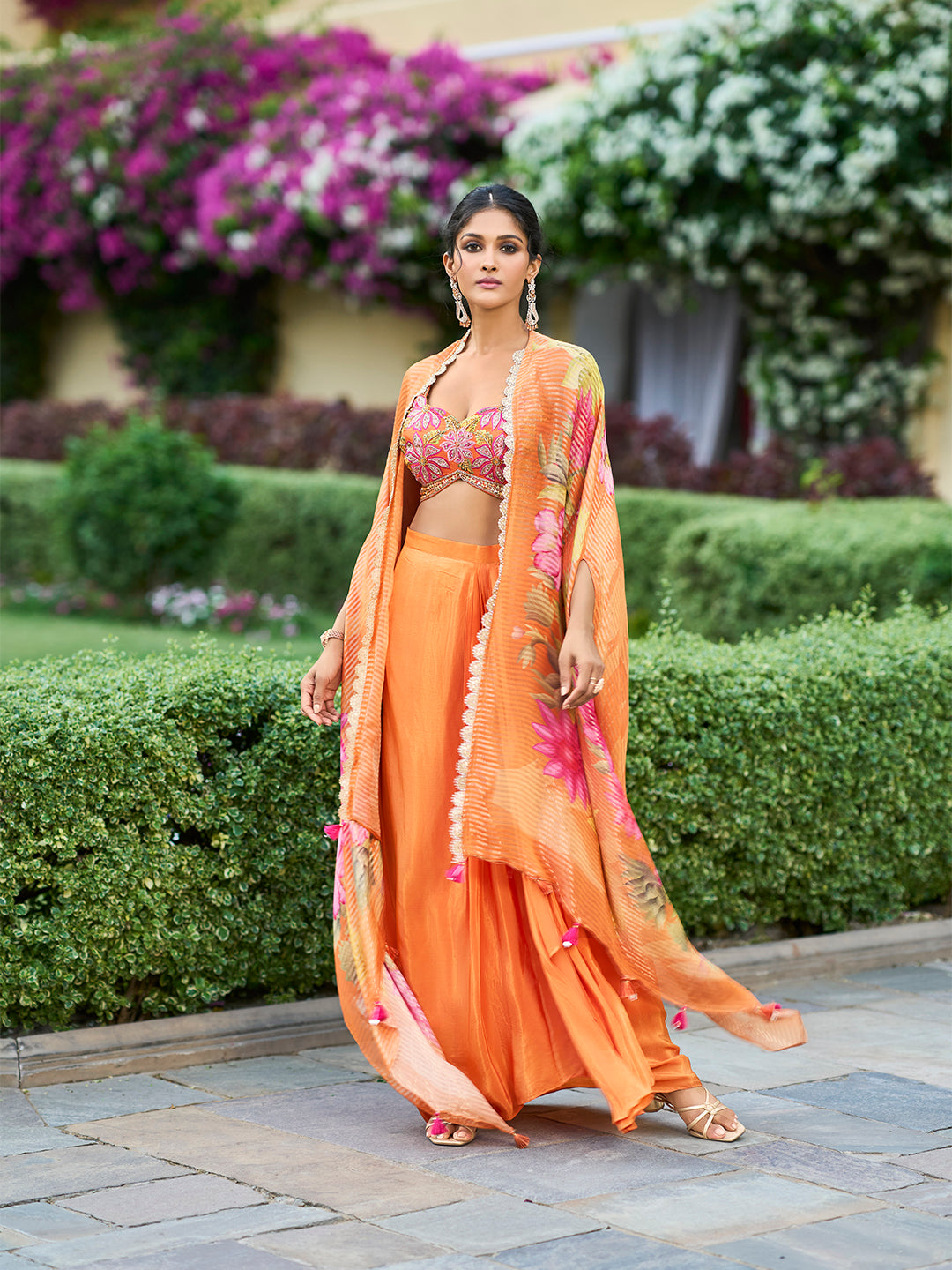 Chiffon Embroidered Sharara Set with Shrug - Pack of 3 Designs | DesiQ