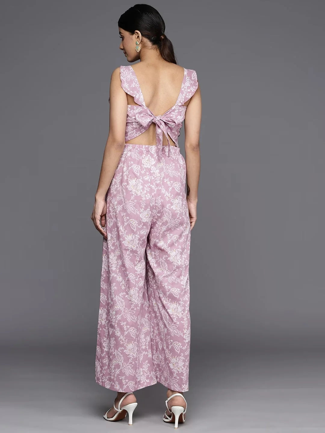 Lavender Cotton Jumpsuit with Ruffles | Women's Jumpsuit Sets