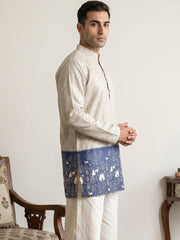 Men's Cotton Blend Printed Kurta ( 65KO 5591Beige ) [FF] [P-2]