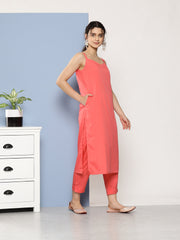 Pink Floral Gotta Patti Kurta with Trousers-AHKUPNJK-COMBO-625-ICH