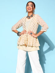 Off-White Solid Fluid Tie-Up Top-AHTUGRFP-8091