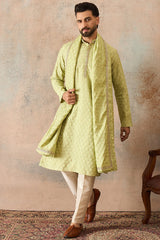 Green Jacquard Woven Design Floral Straight Kurta Sets MKPD1018