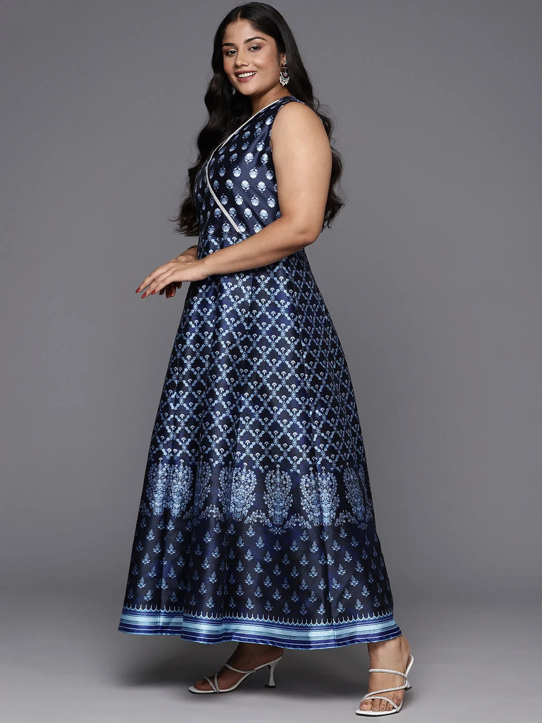 Blue Plus Size Maxi Dress | Indian Dresses Online