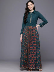 Printed Gotta Patti Tunic & Skirt-AHTUSK-COMBO-1012