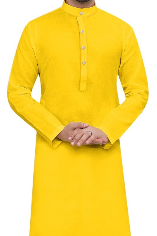 Cotton Kurta for Men - Yellow | KPSGSHAL36 | DesiQlo